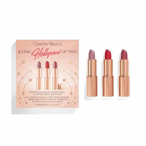 CharlotteTilbury Iconic Hollywood Lip Trio: Mini Lipstick Gift Set