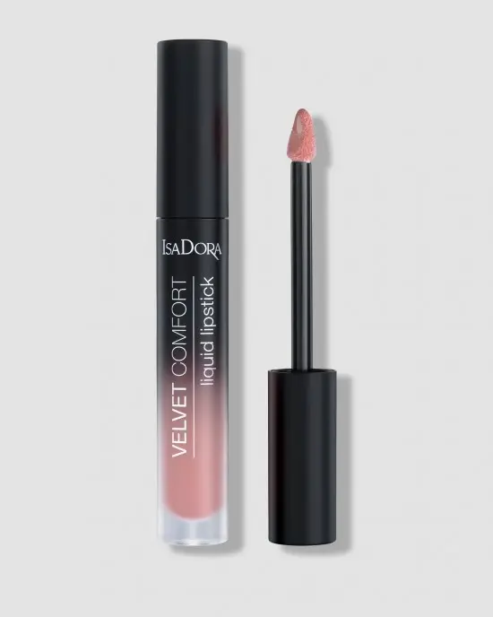  ISADORA VELVET COMFORT LIQUID LIPSTICK-NUDE BLUSH أحمر شفاه سائل إيزادورا فيلفيت كومفورت - لون بيج
