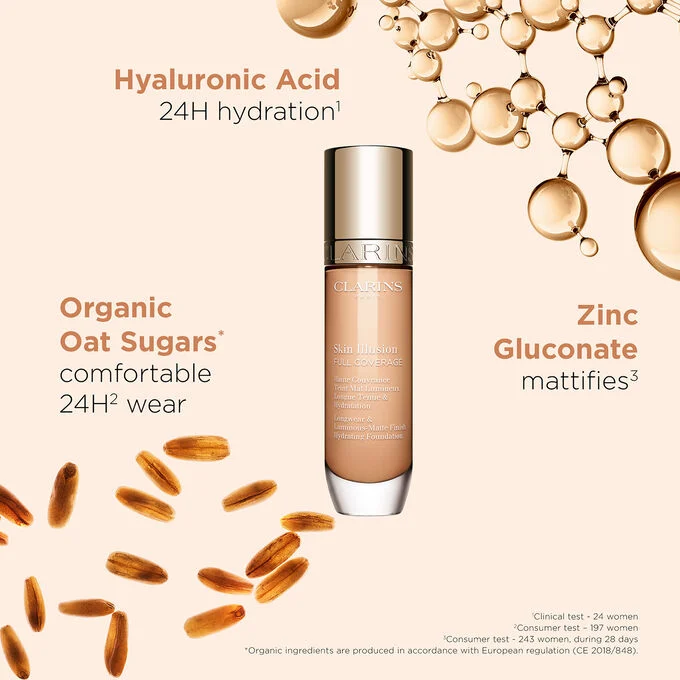 CLARINS SKIN ILLUSION FULL COVERAGE 108Wكلارنس سكين إلوجن تغطية كاملة 108 واط