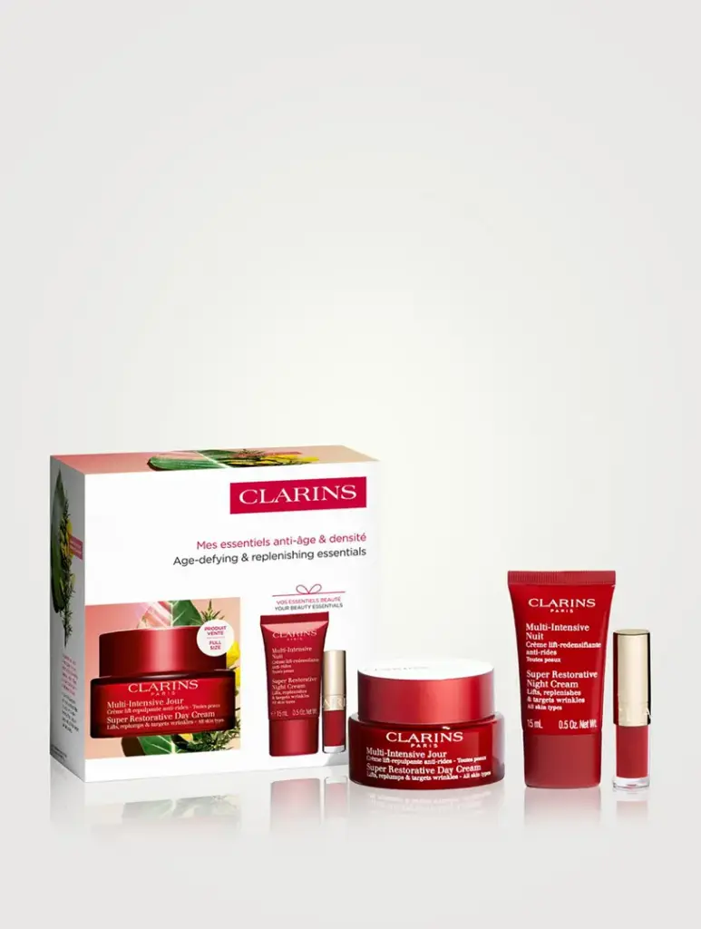 CLARINS AGE DEFYING REPLENISHING ESSENTIALS مستحضرات كلارنس الأساسية لتجديد البشرة ومقاومة علامات تقدم السن