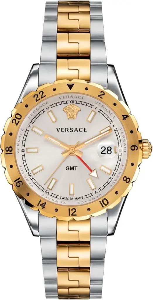 Versace Hellenyium GMT Men's Watch Gold Silver Steel White Dial 42mm V11030015
