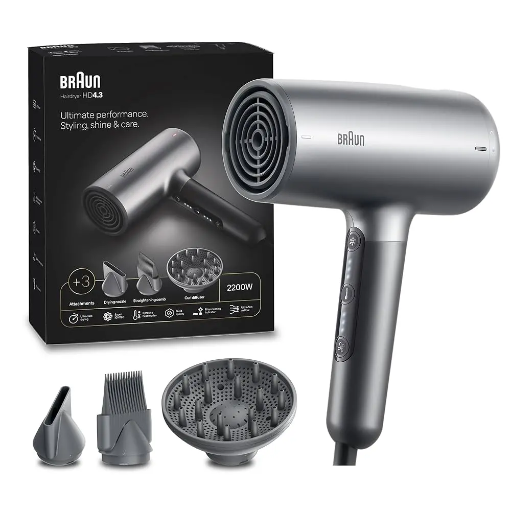 BRAUN HAIRDRYER HD 4.3 ULTIMATE PERFORMANCE STYLING SHINE CARE 2200W 