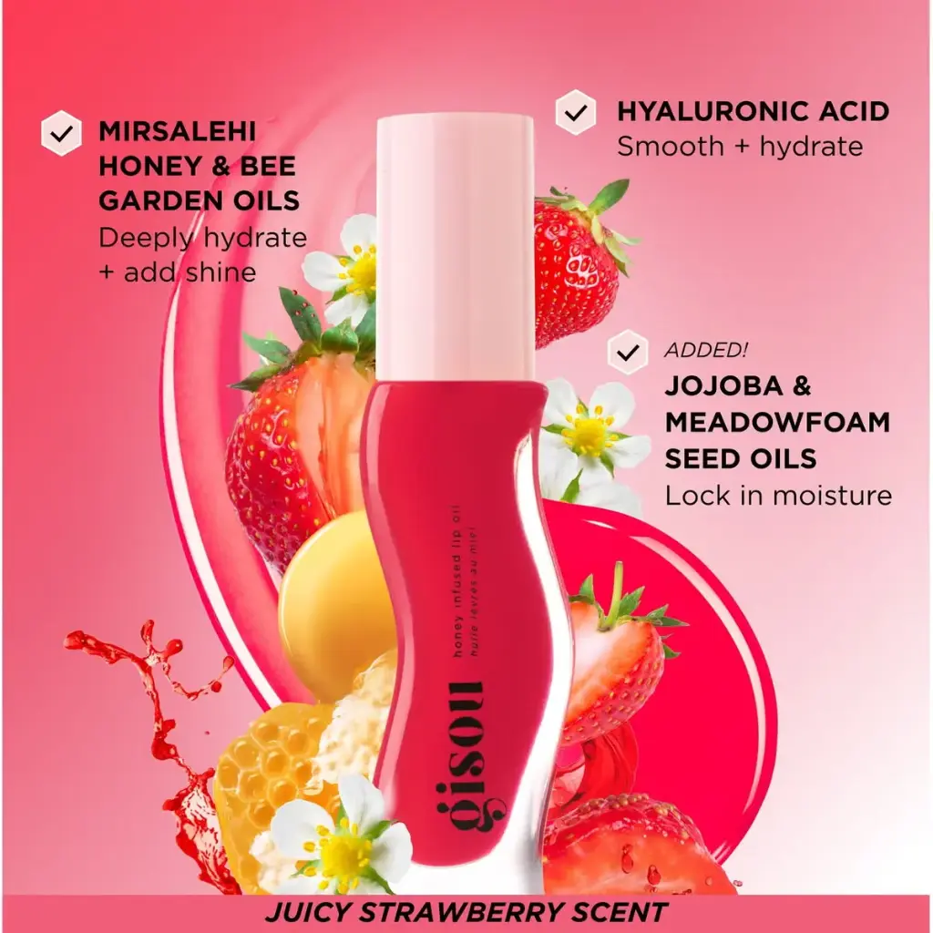 GISOU STRAWBERRY SORBET HONEY INFUSED LIP OIL STRAWBERRY  