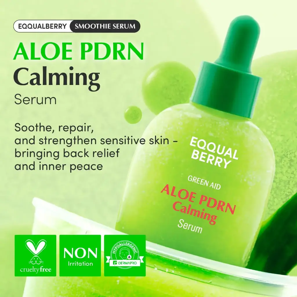 EQQUAL BERRY Green Aid Aloe PDRN Calming Serum - 30ml | إي كوال بيري سيروم مهدئ جرين إيد بالألوفيرا – 30 مل 