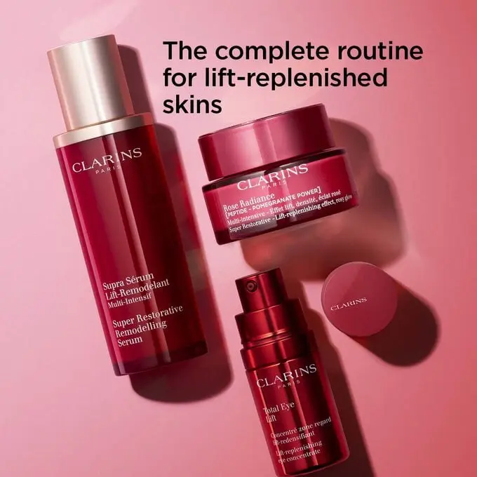 CLARINS DOUBLE SERUM 50ML+SPR RSTRTV NGHT 15M+ROSE RADIANCE CRM15ML