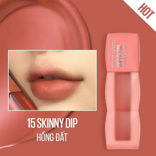 Maybelline Super Stay Teddy Tint, Long Lasting Matte Lip Stain, Skinnydip 15   