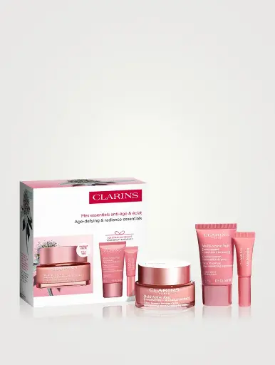 CLARINS AGE DEFYING RADIANCE ESSENTIALS أساسيات إشراقة البشرة ومقاومة علامات التقدم في السن من كلارنس