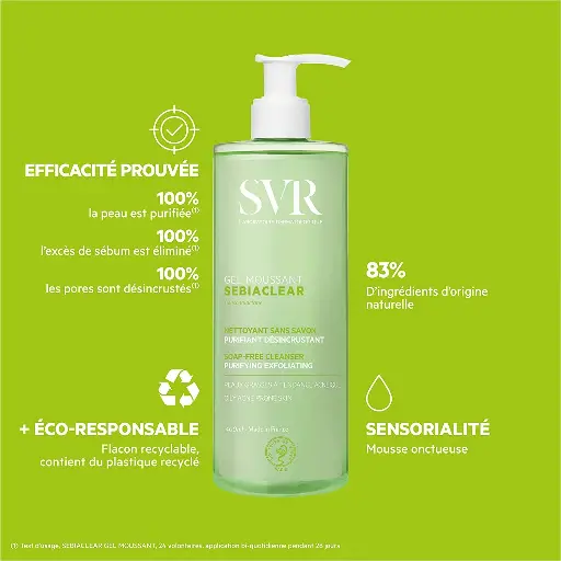 SVR GEL MOUSSANT SEBIACLEAR400ML