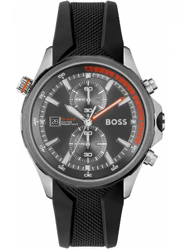 HUGO BOSS BOSS GLOBETROTTER MENS GREY DIAL BLACK SILICONE WATCH - 1513931