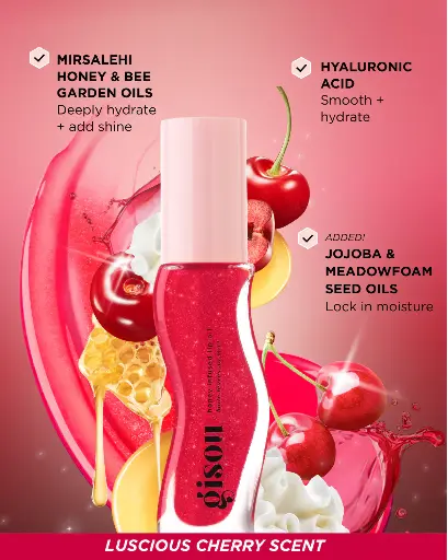 GISOU LIP OIL CHERRY ON THE CAKE HONEY INFUSED LIMITED EDITION 
