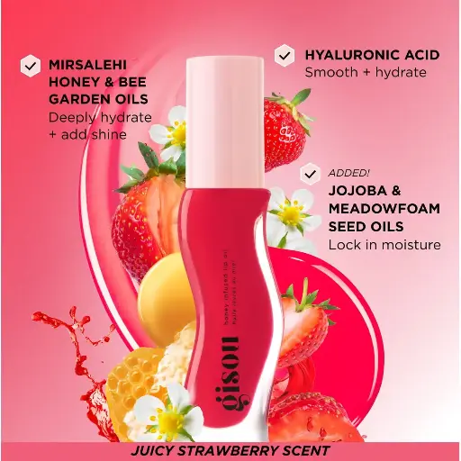 GISOU STRAWBERRY SORBET HONEY INFUSED LIP OIL STRAWBERRY  