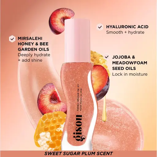 GISOU STRAWBERRY SORBET HONEY INFUSED LIP OIL GLAZED PLUM