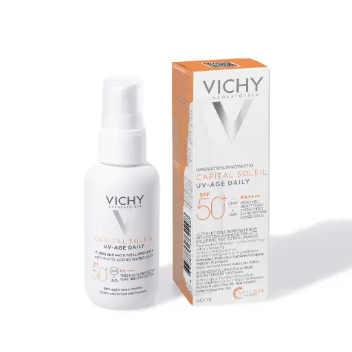 Vichy Capital Soleil Uv - Age Daily Spf50 - 40ml | فيشي كريم واقي شمسي خفيف الوزن spf50 - 40 مل