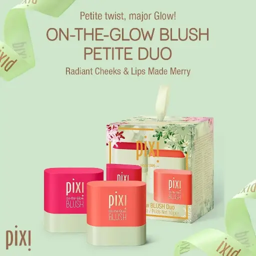  Pixi Beauty On-the-Glow Mini Blush Duo Holiday Ornament Gift Set | 2X Petite Size On-the-GlOW